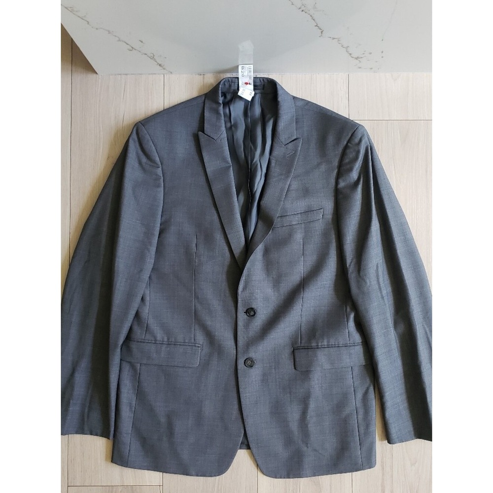 Calvin Klein Blazer Mens 42L Gray Wool Extreme Slim Fit Sport Coat
